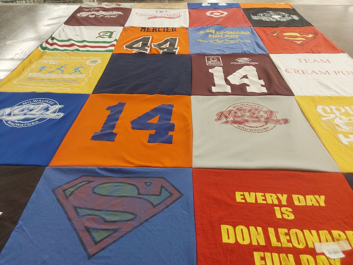T-shirt quilt from milwaukee area technical college by Kathleen from WI