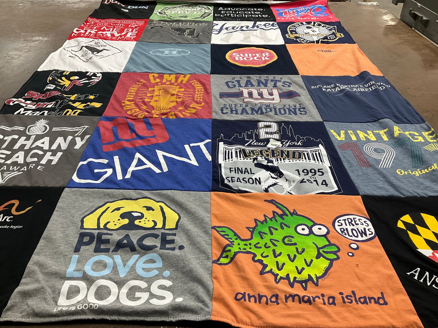 T-shirt quilt featuring new york giants, new york yankees by Sharyn from MD