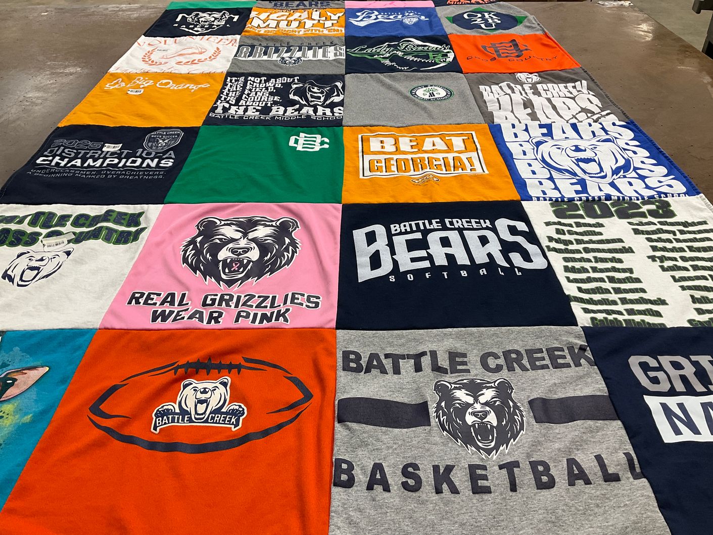 T-shirt quilt featuring battle creek bears by Karla from TN