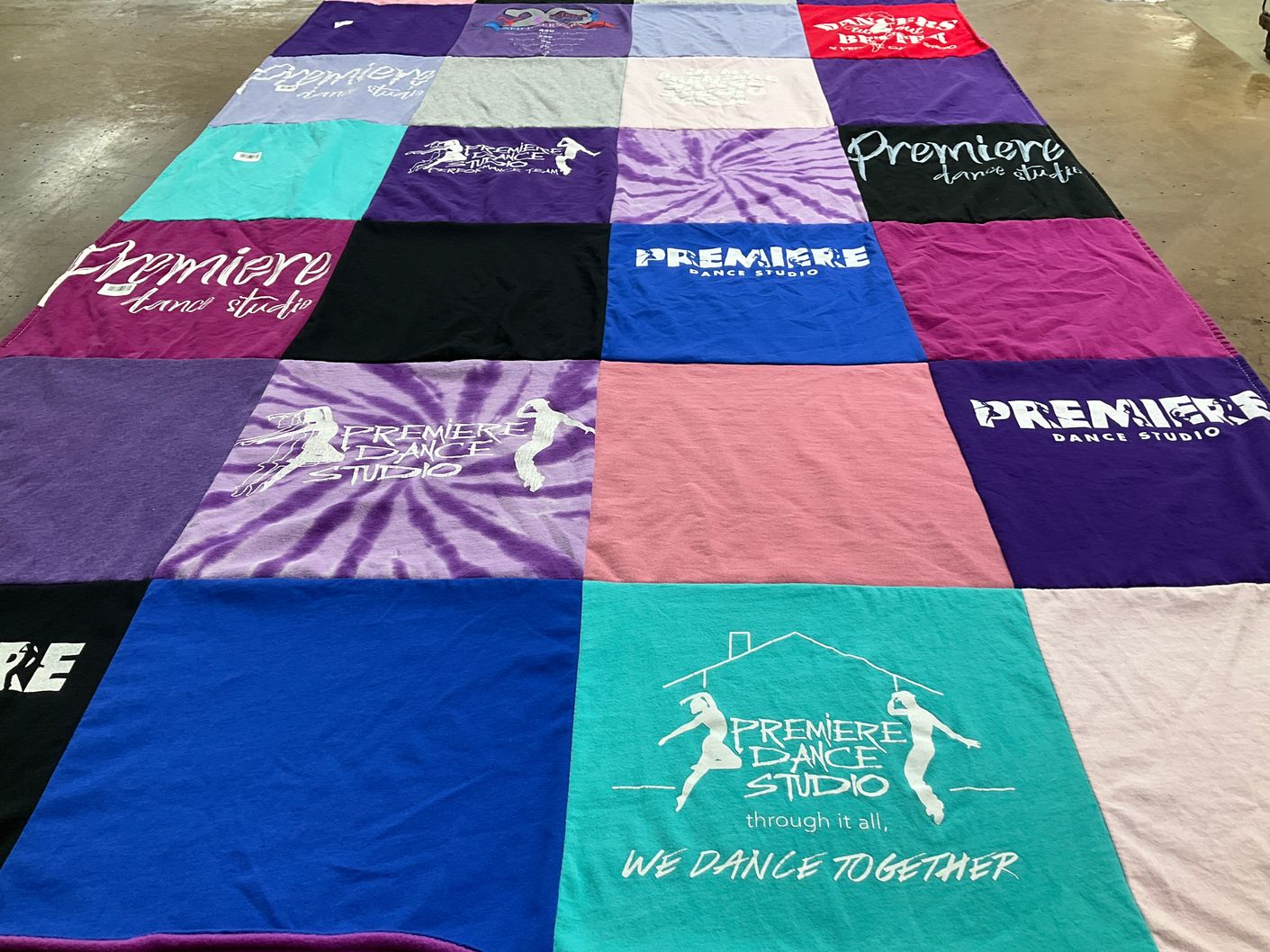 T-shirt quilt with dance themes by Stacey from PA