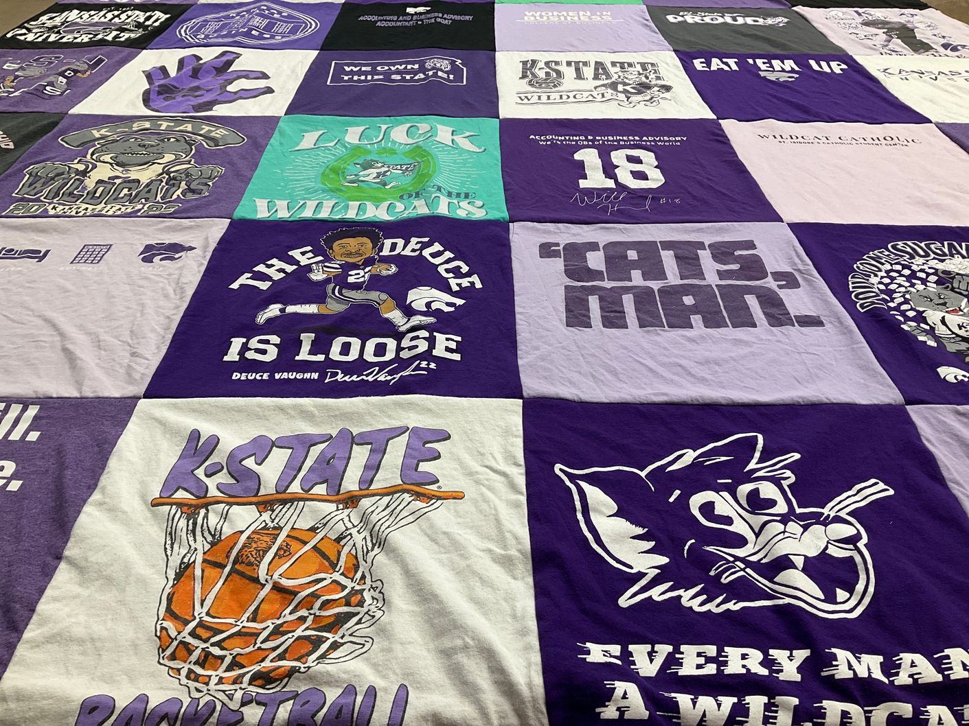 T-shirt quilt featuring kansas state university wildcats by Chloe from NE