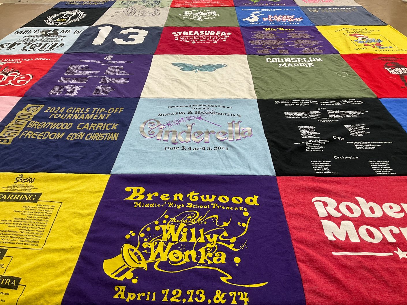 T-shirt quilt from brentwood middle school, brentwood high school by Chantel from PA