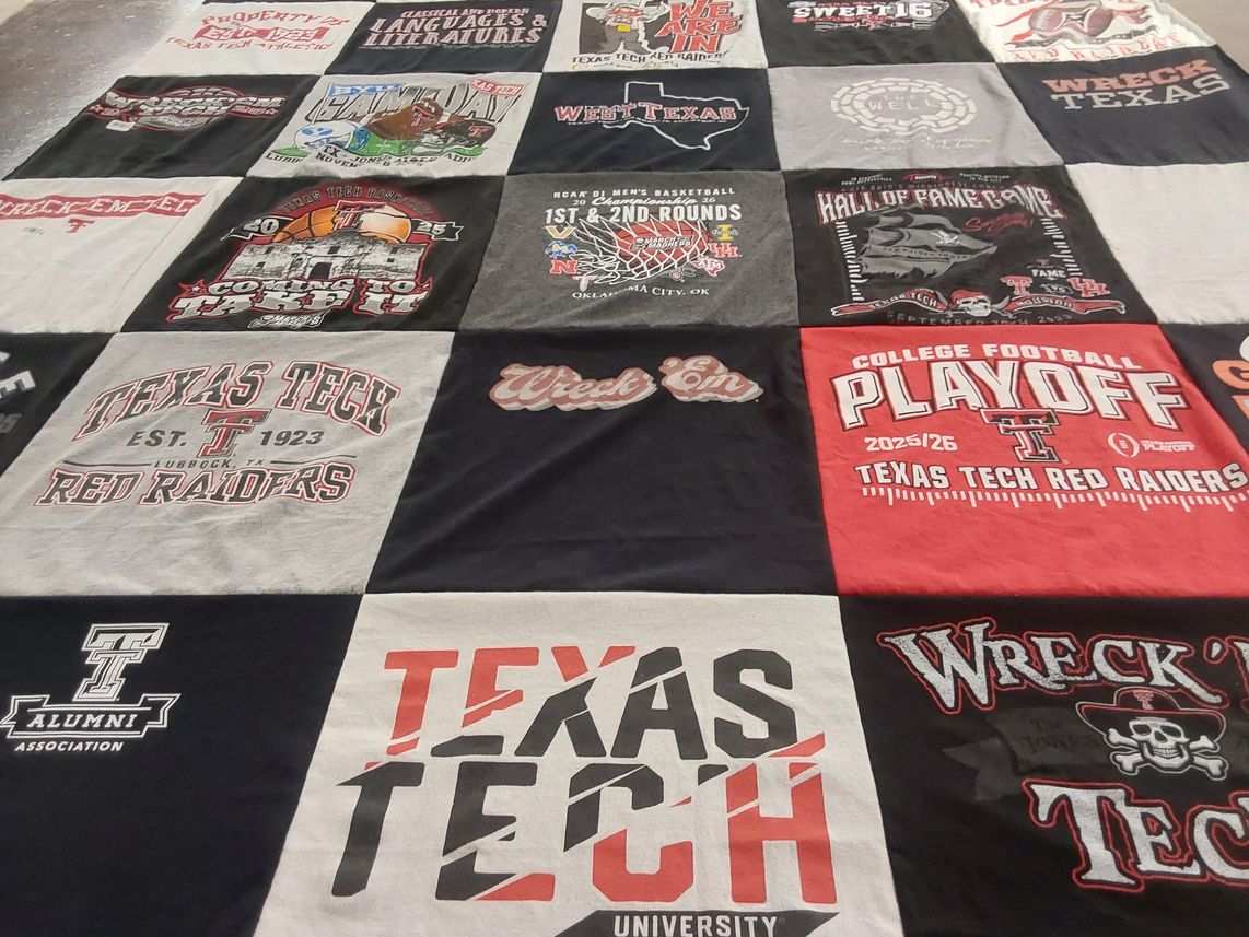 T-shirt quilt featuring texas tech red raiders by Karen from TX