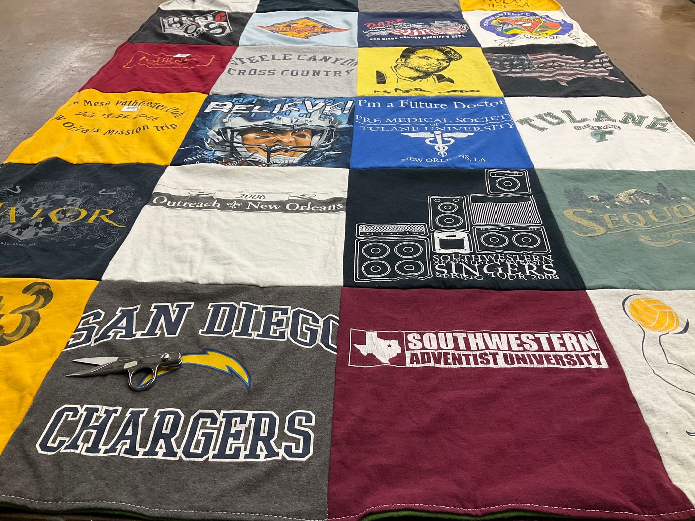 T-shirt quilt featuring san diego chargers by Nathaniel from TX