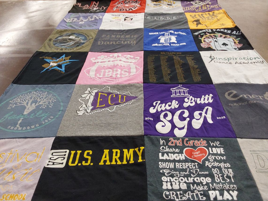 T-shirt quilt from jack britt high school, east carolina university by Sarah from NC