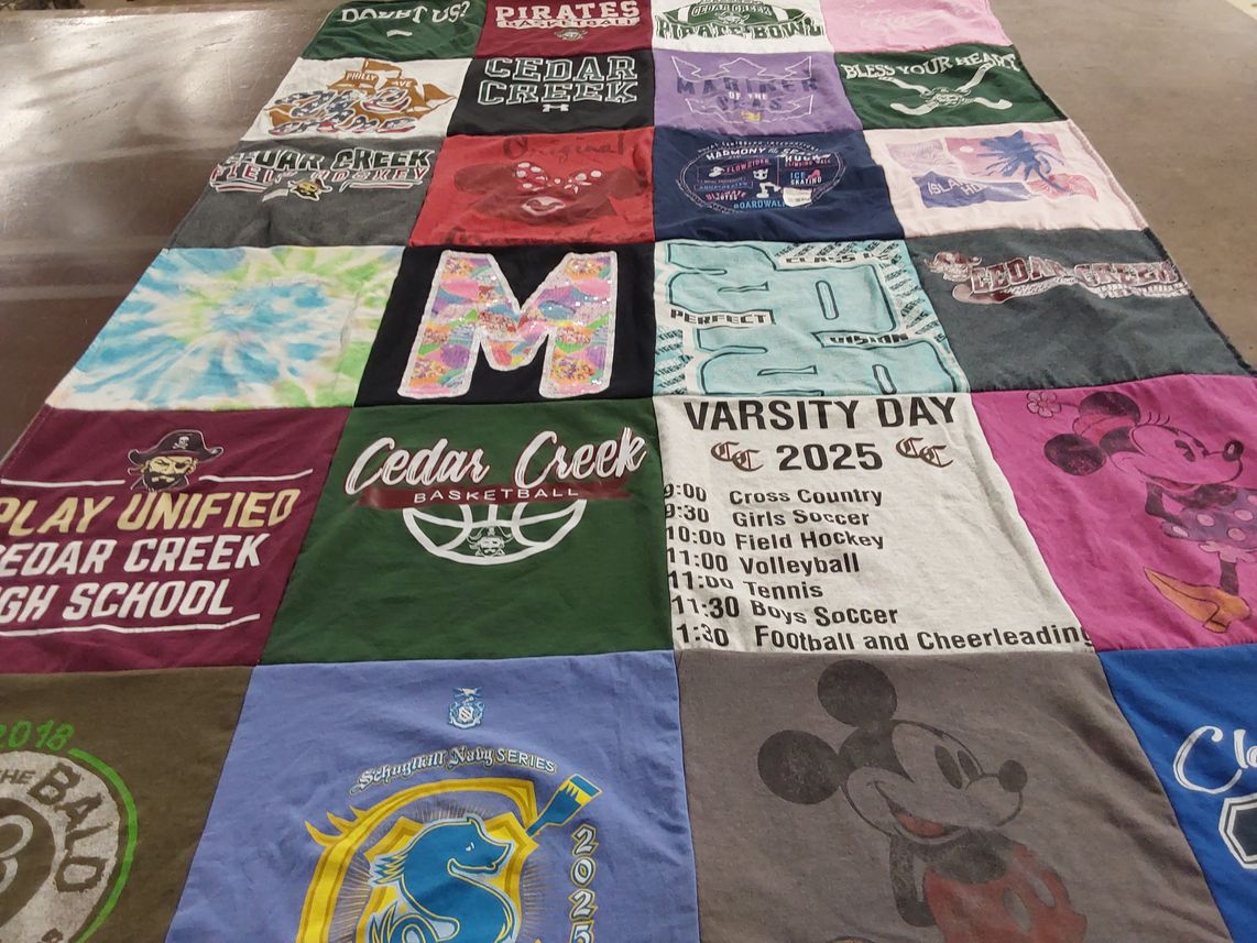 T-shirt quilt from cedar creek high school by Nicole from NJ
