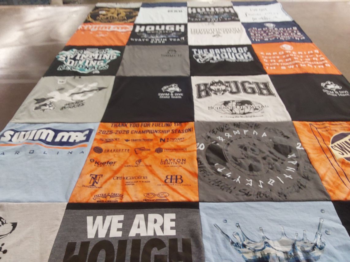 T-shirt quilt featuring hough high school swimming team by Carol from GA
