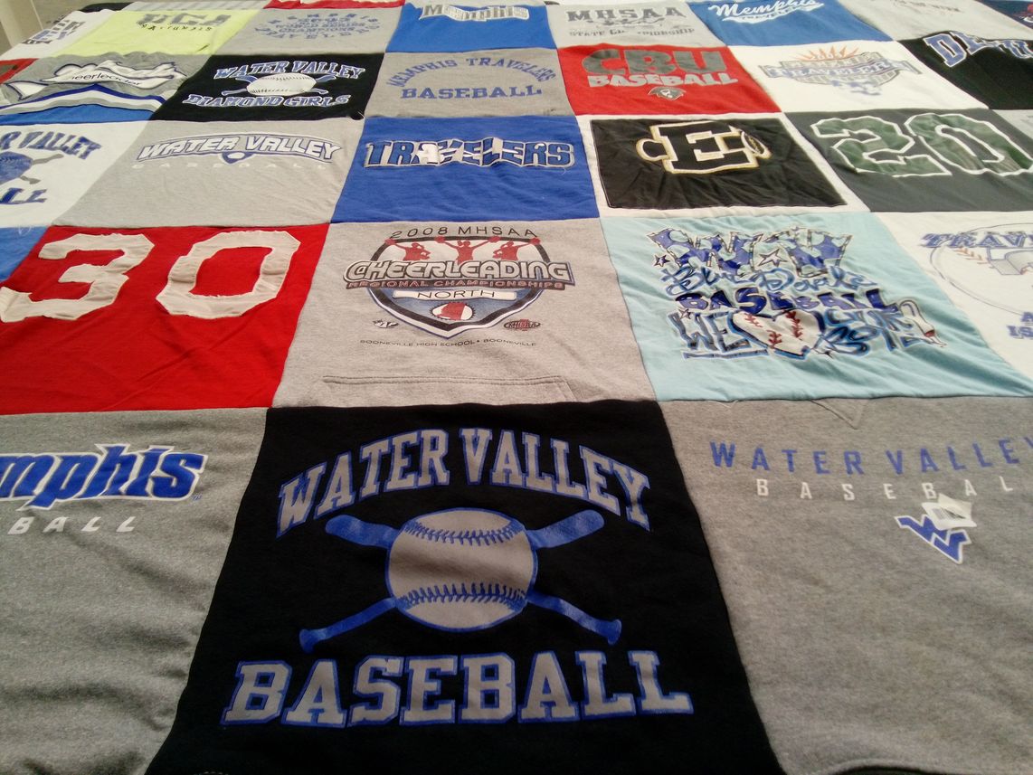 T-shirt quilt featuring water valley baseball, memphis baseball by Andrea from MS
