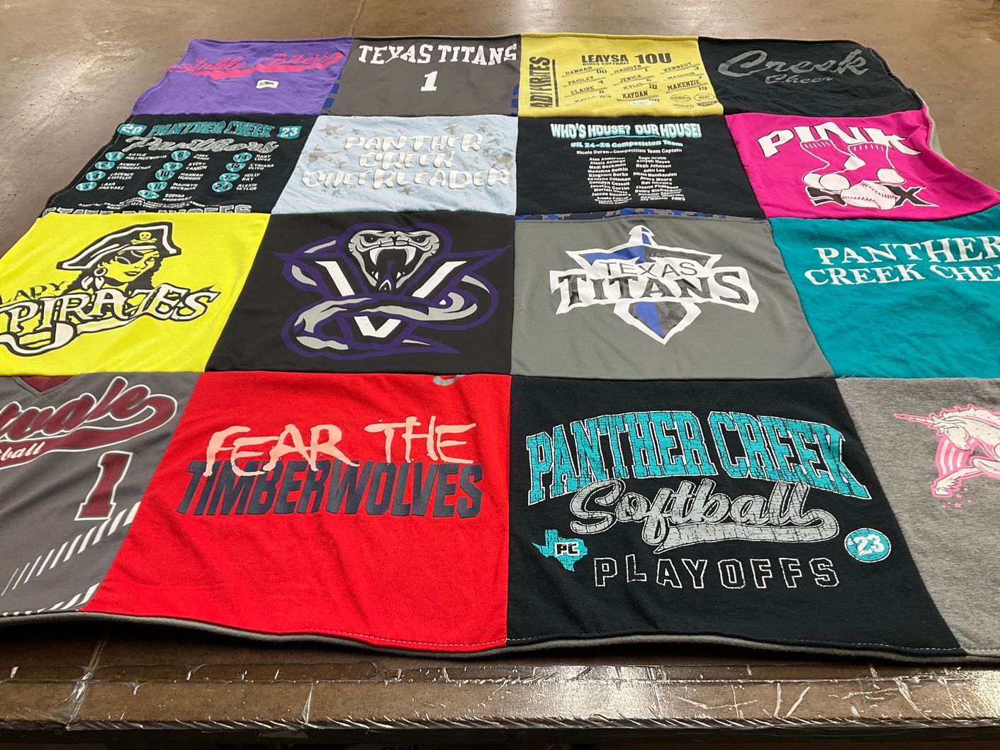 T-shirt quilt featuring texas titans, panther creek titans by Hillary from TX