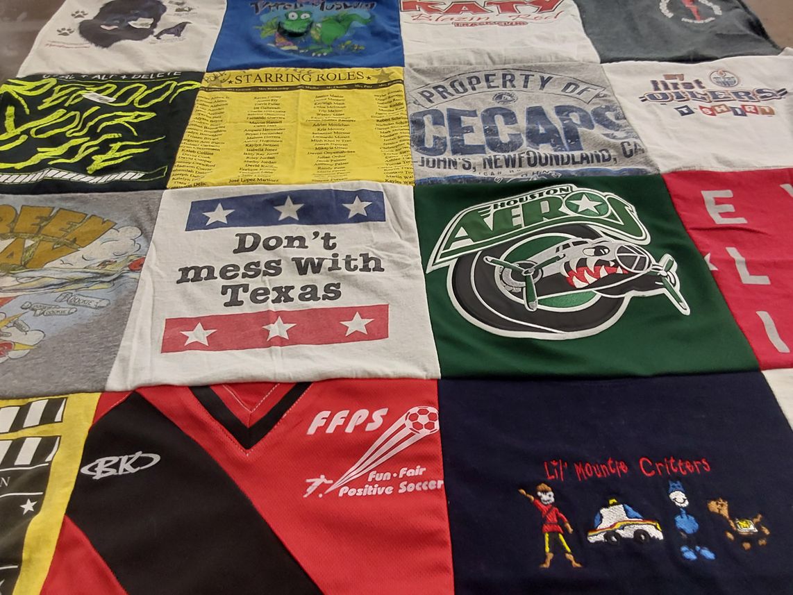 T-shirt quilt from katy high school by heather from TX