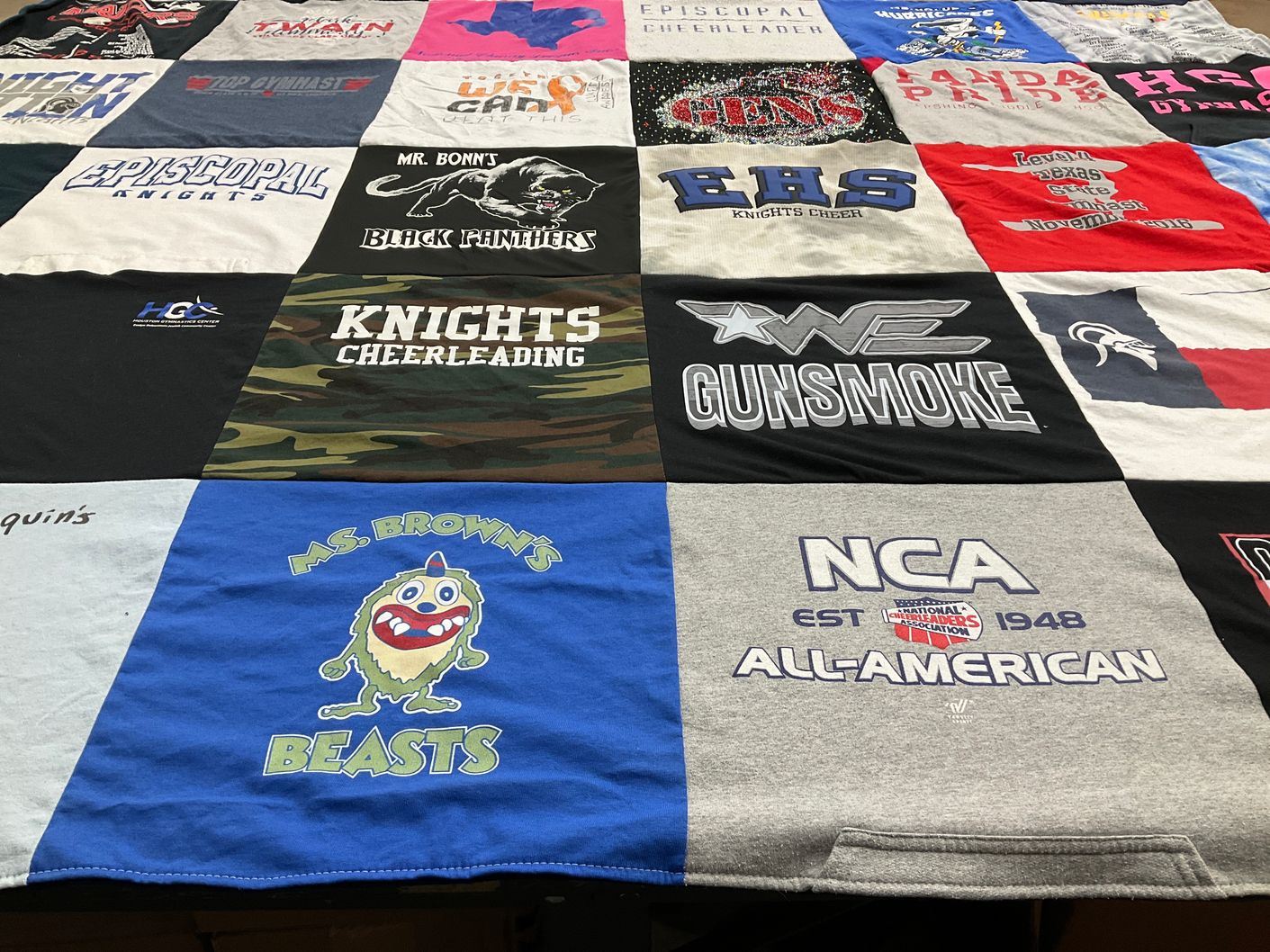 T-shirt quilt featuring episcopal knights, fhs knights cheer by Kourtney from TX