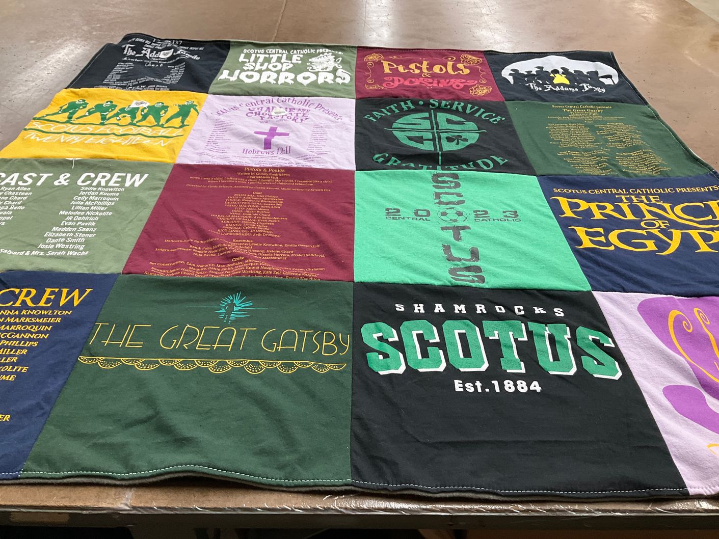 T-shirt quilt featuring scotus shamrocks by Kimberly from NE