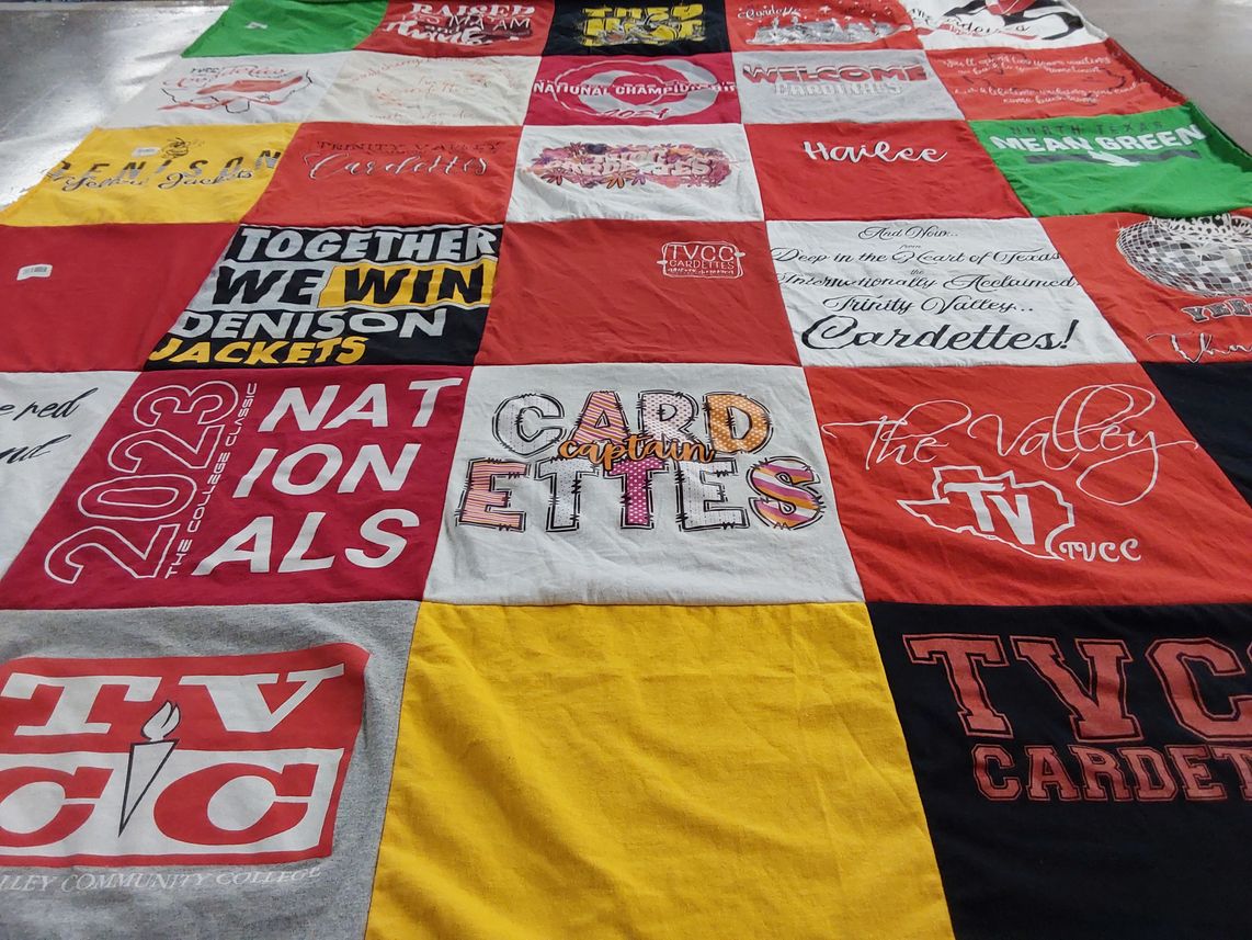 T-shirt quilt featuring cardettes, denison jackets by DeeShanda from OK