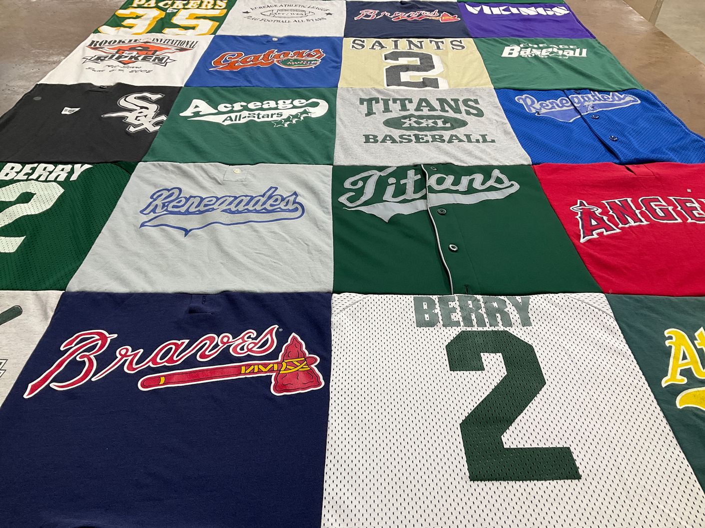 T-shirt quilt featuring green bay packers, gators baseball by Linda from FL