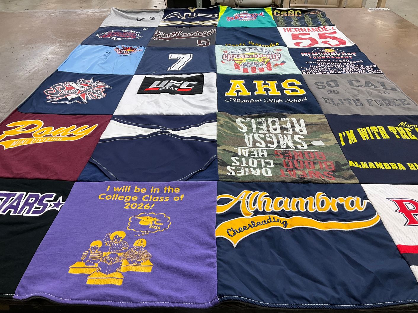 T-shirt quilt from alhambra high school by Juan from CA