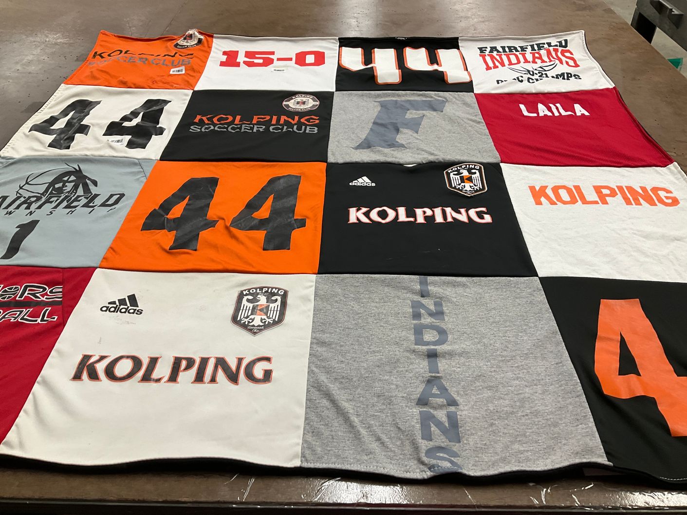 T-shirt quilt featuring fairfield indians by Nicole from OH