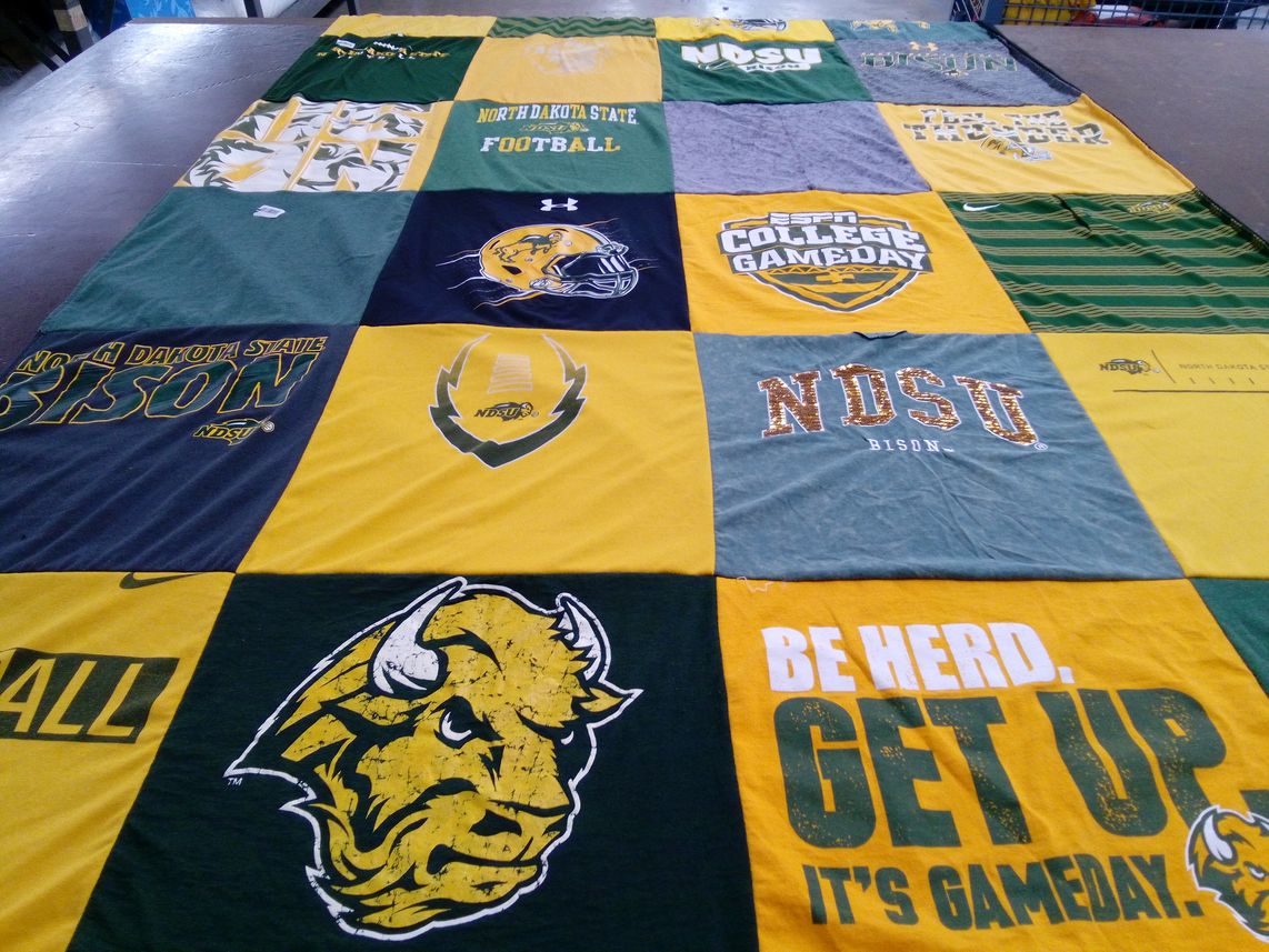T-shirt quilt featuring north dakota state bison by Candice from ND