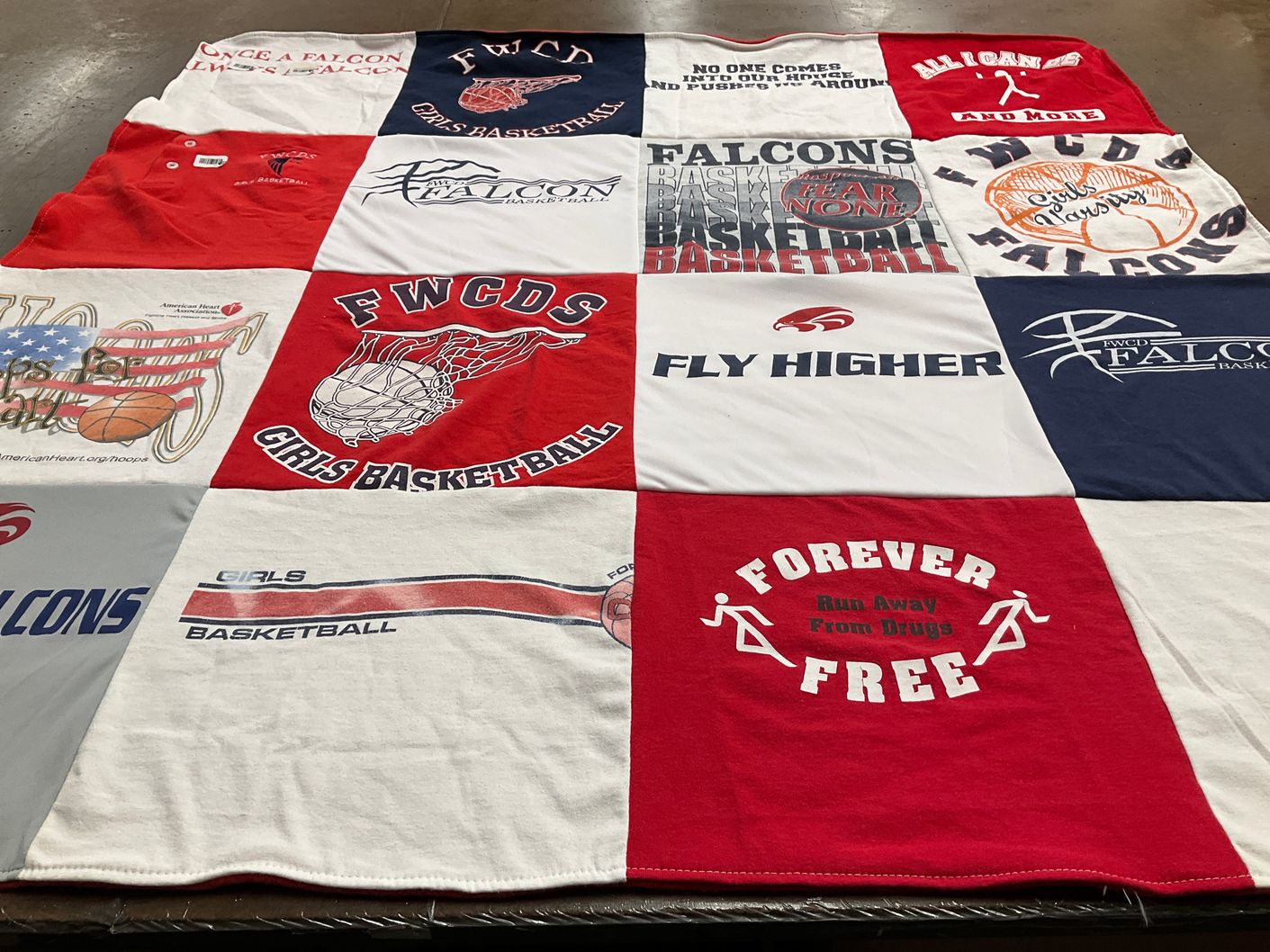 T-shirt quilt featuring fwcd falcons, girls basketball by Mona from TX