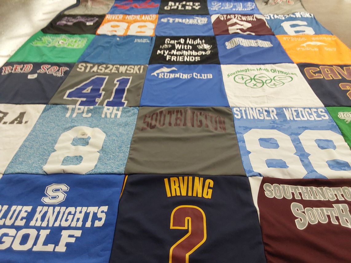T-shirt quilt featuring southington blue knights by Stephanie from CT