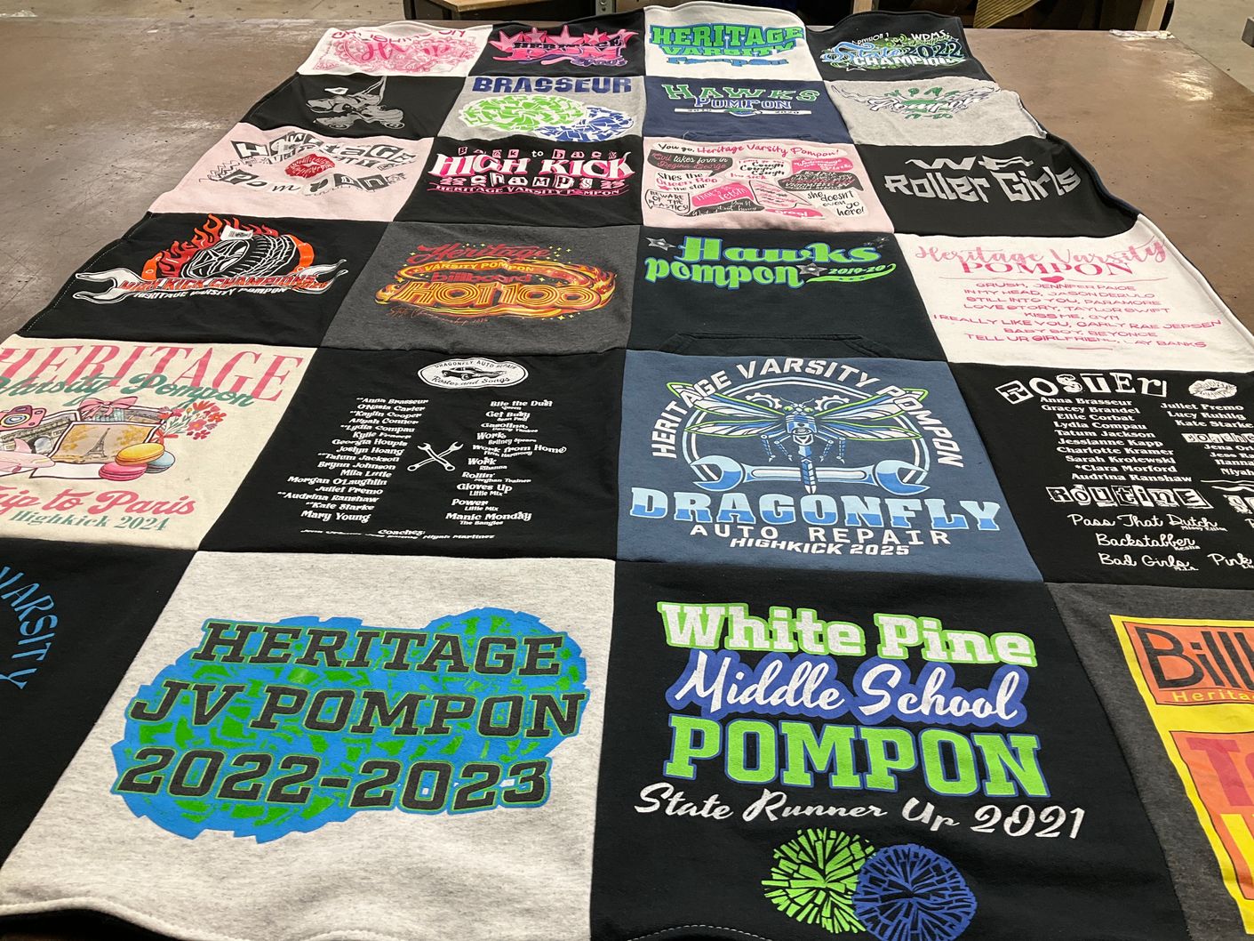 T-shirt quilt featuring heritage varsity pom pon by Kristina from MI