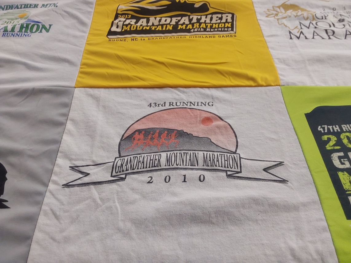 T-shirt quilt with running, marathons themes by MARK from NC