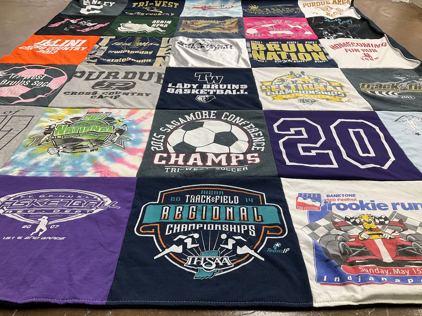 T-shirt quilt featuring tri-west bruins, purdue bruin by Tamara from FL