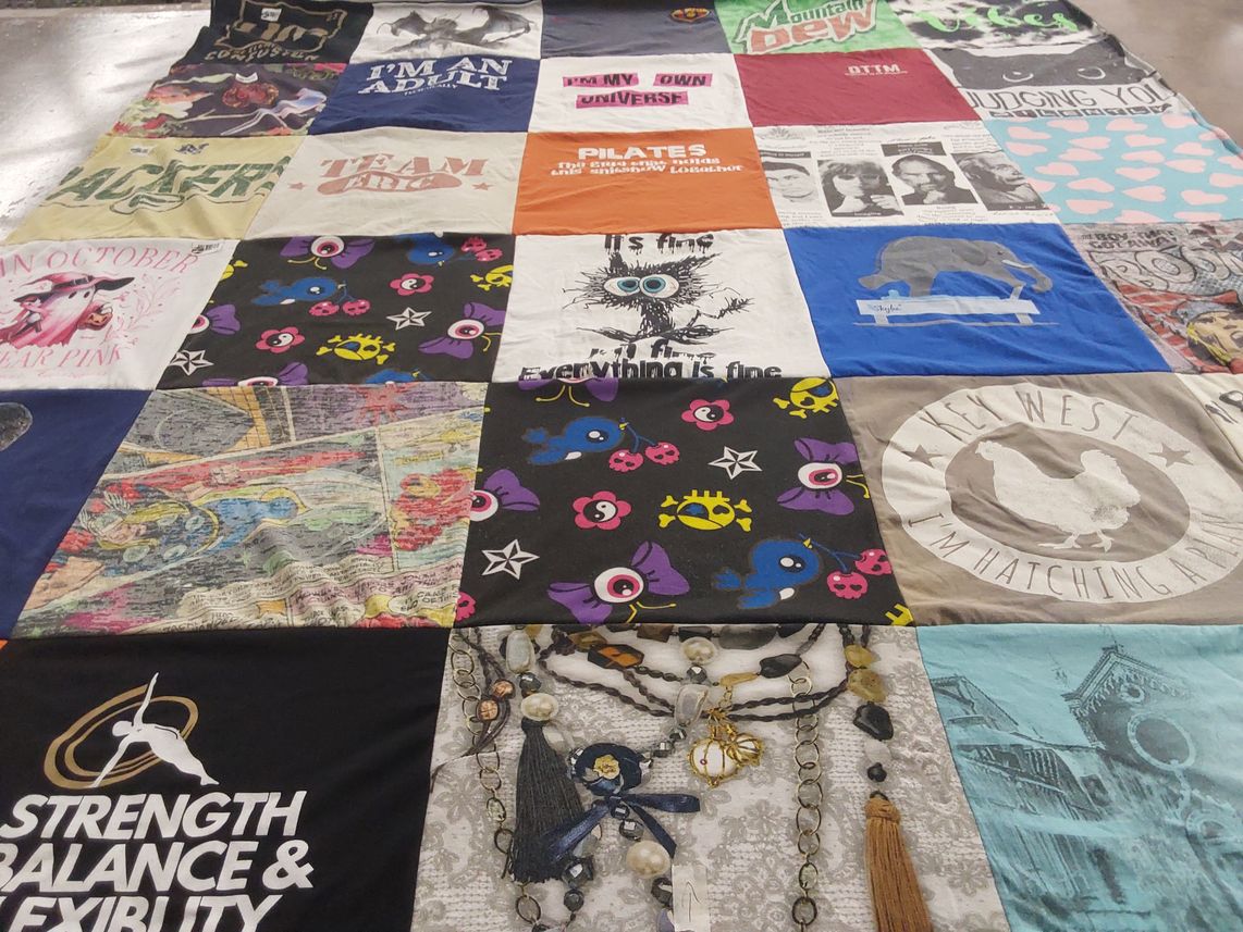 T-shirt quilt with fitness, art themes by Sonja from FL