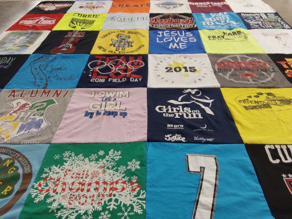 T-shirt quilt from currie middle school, lakeside robotics by Patricia from TX