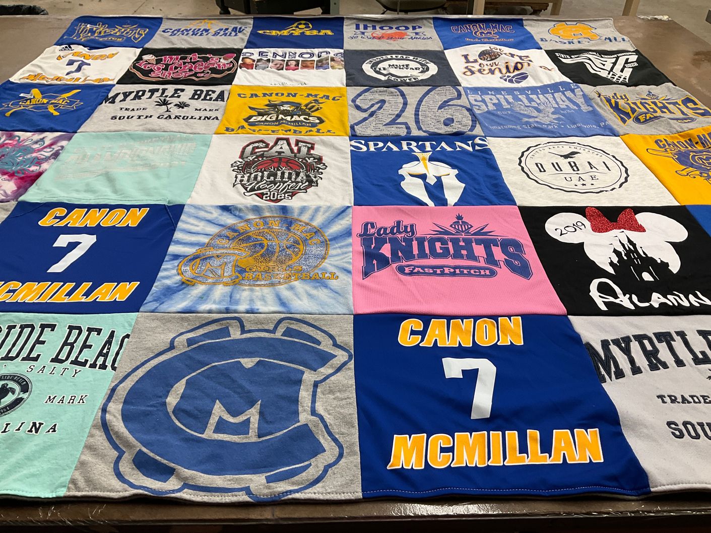 T-shirt quilt featuring lady knights fastpitch, canon-mcmillan basketball by Jamie from PA