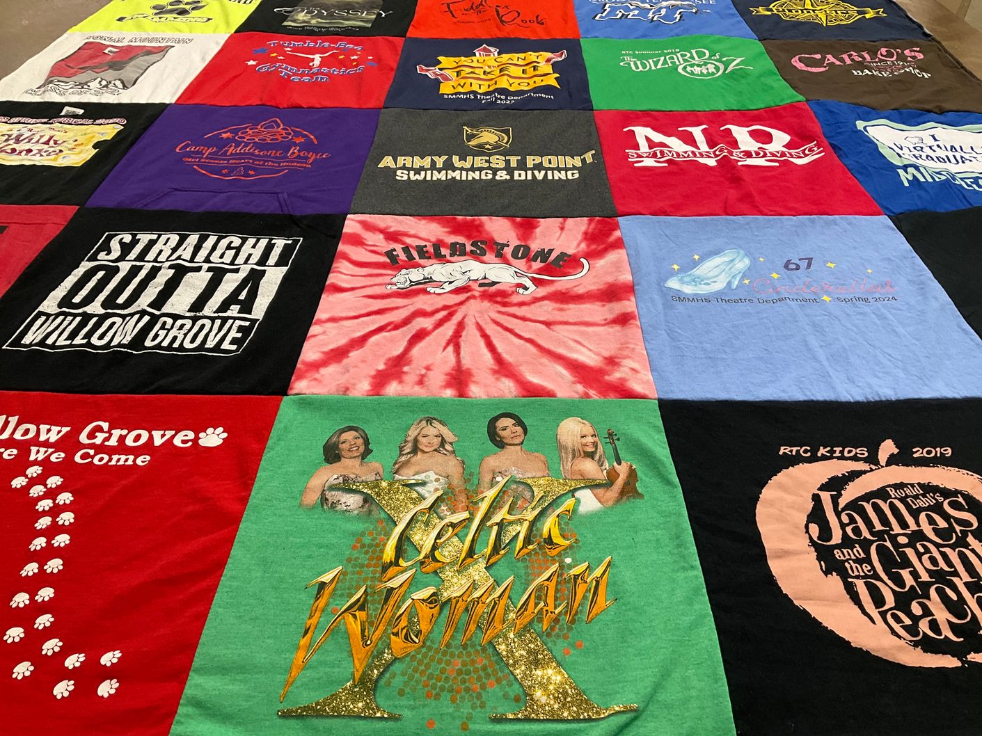 T-shirt quilt featuring willow grove team by Alexa from TN