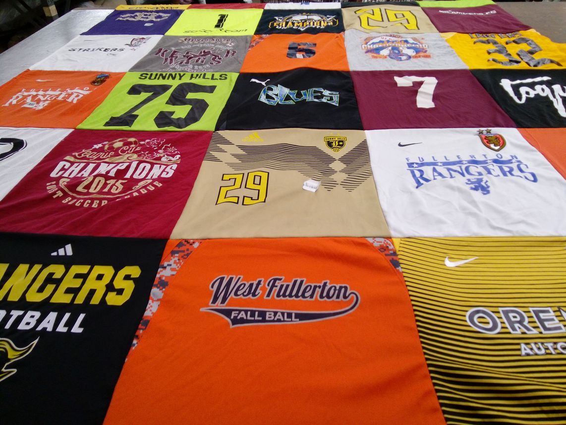 T-shirt quilt featuring fullerton rangers by Olivia from CA