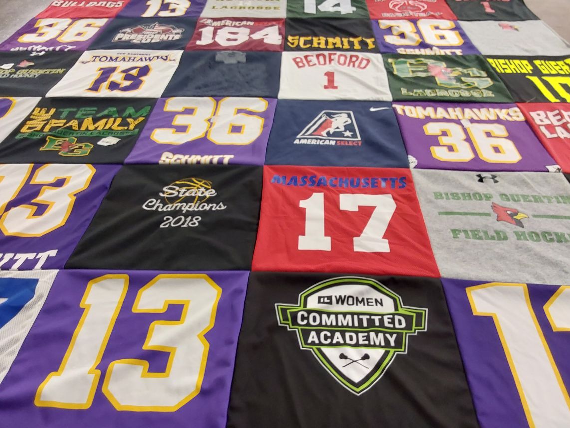 T-shirt quilt featuring tomahawks, bulldogs by Ericca from NH