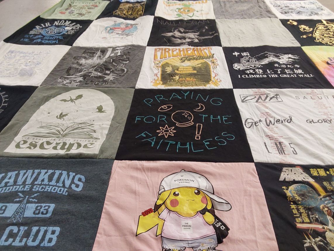 T-shirt quilt from hawkins middle school by Emily from UT