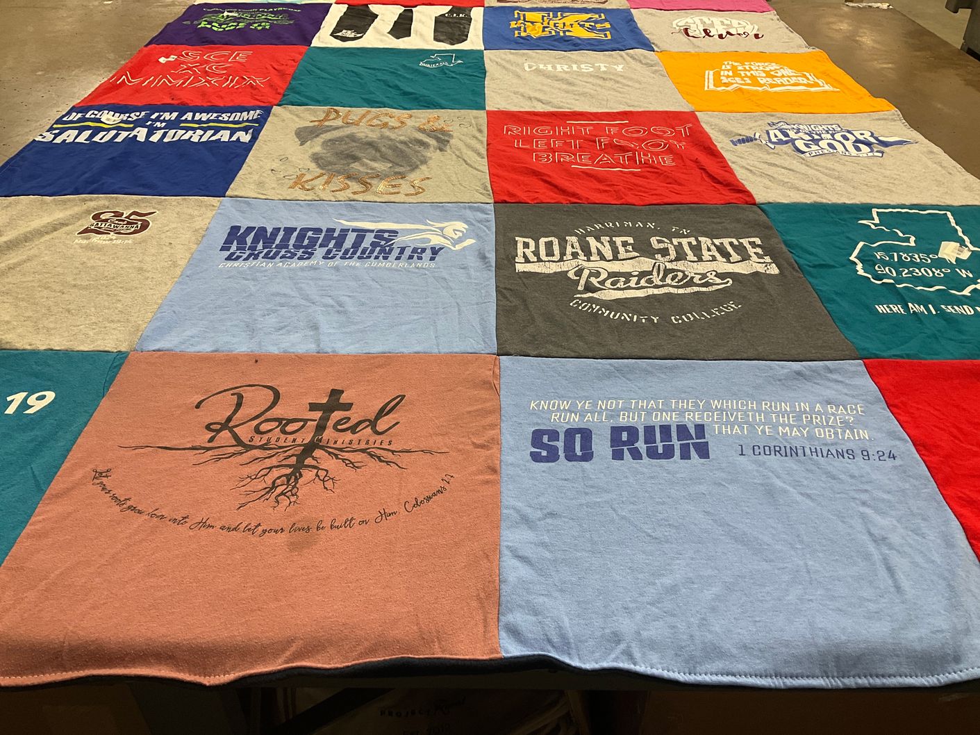 T-shirt quilt featuring knights cross country by Sara from TN