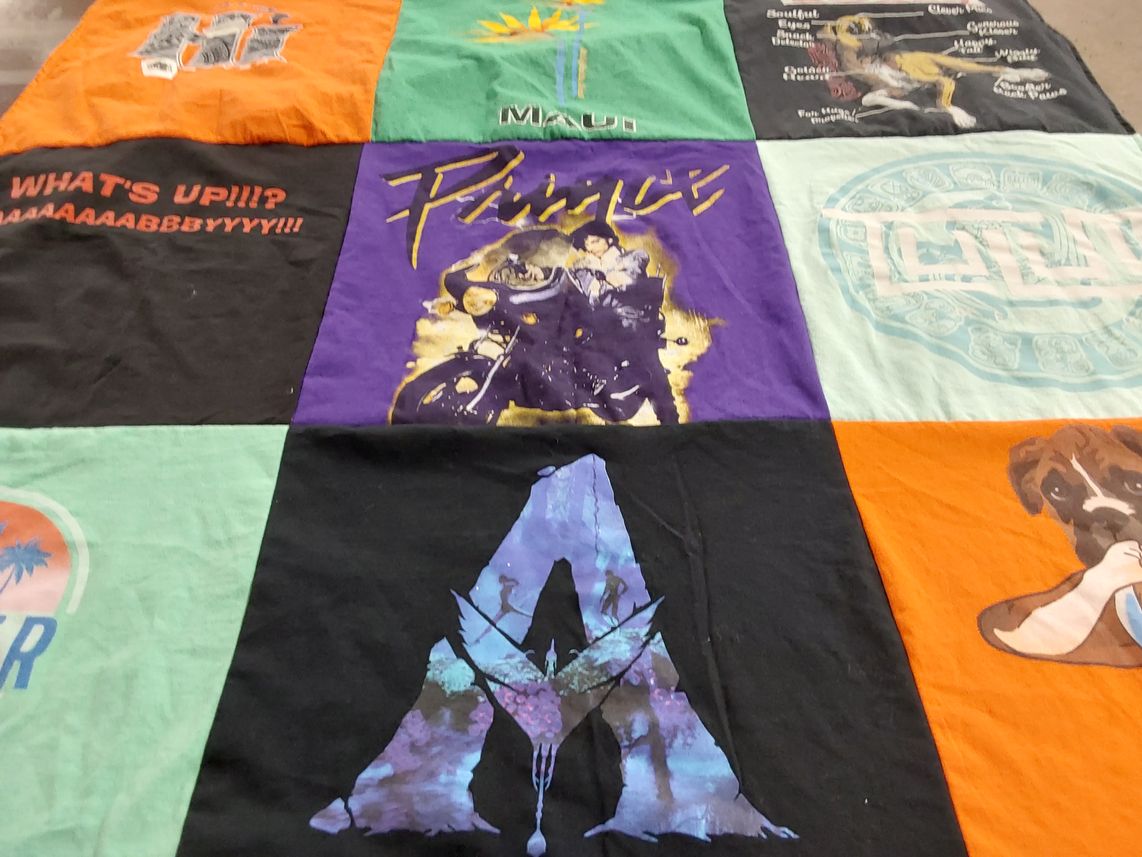 T-shirt quilt with music, dogs themes by Kecia from MD