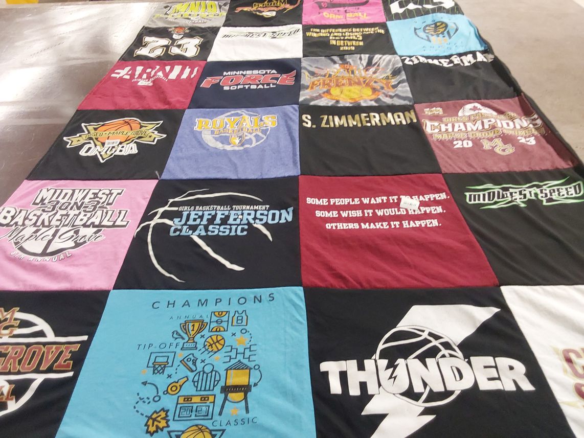 T-shirt quilt featuring royals basketball, minnesota force softball by Kari-Shane from MN