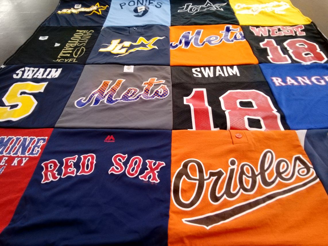 T-shirt quilt featuring new york mets, boston red sox by margie from KY