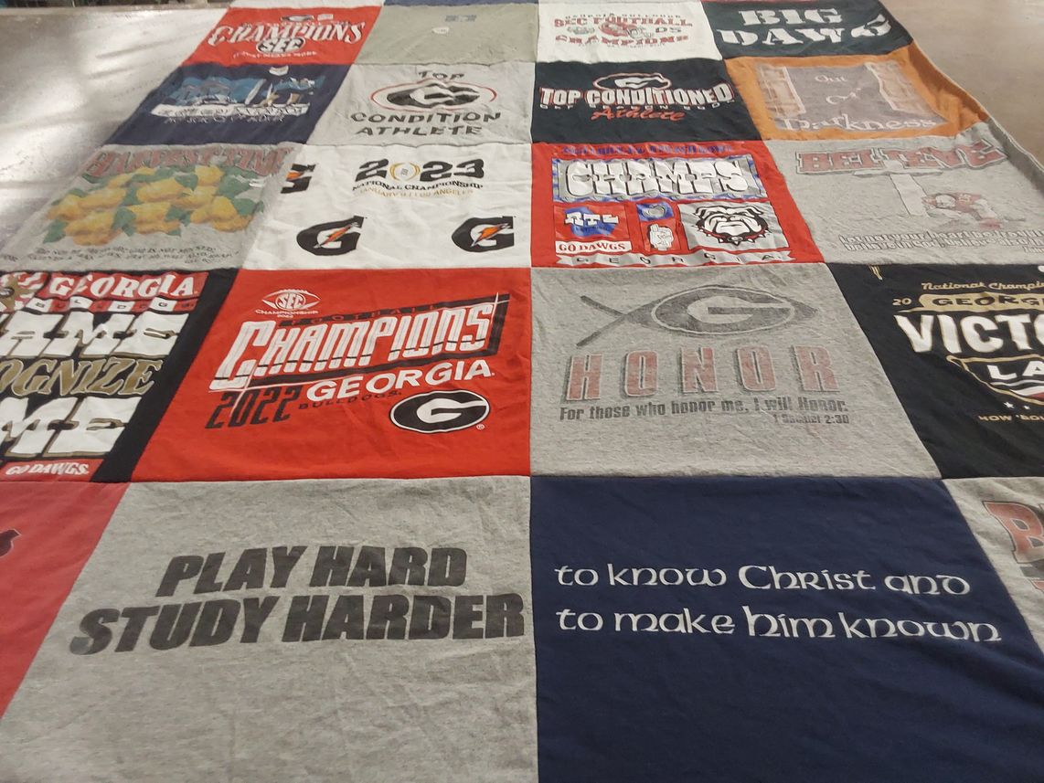 T-shirt quilt featuring georgia bulldogs by Stephen from GA