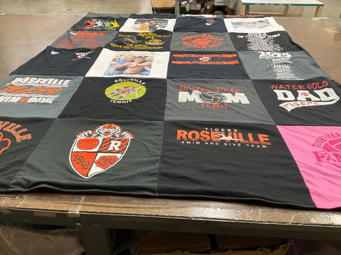 T-shirt quilt from roseville high school by Tiffany from CA