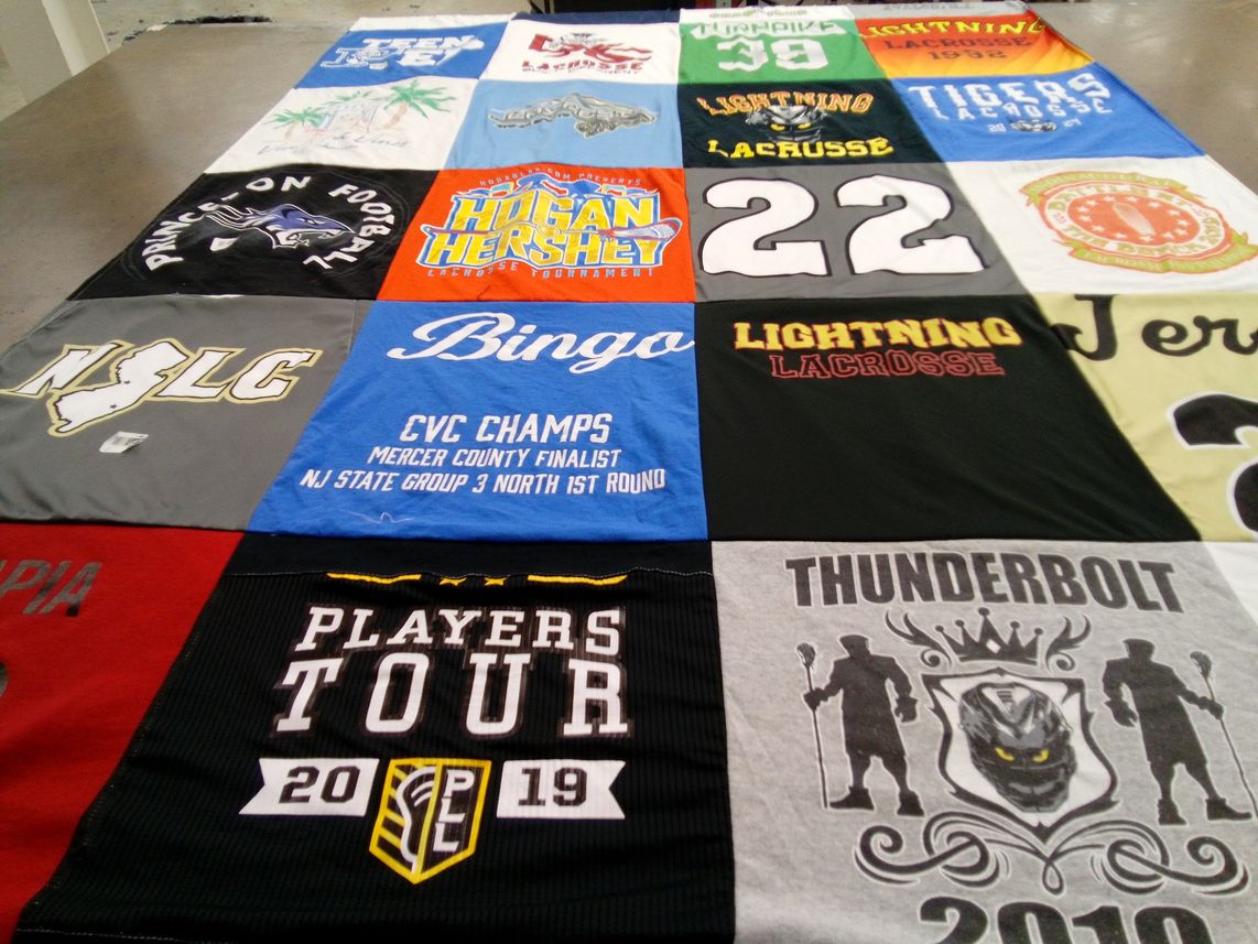 T-shirt quilt featuring lightning lacrosse by Corinne from NJ
