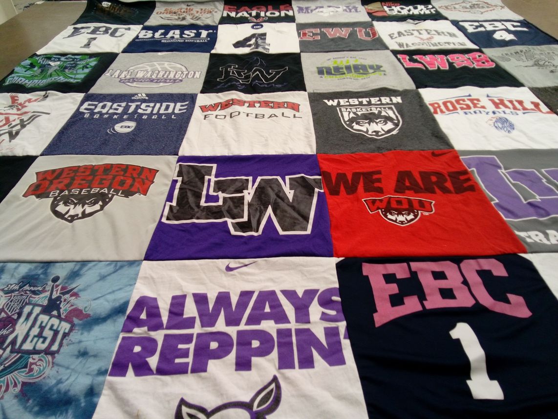 T-shirt quilt featuring ewu women's basketball, western oregon university baseball by Angie from WA