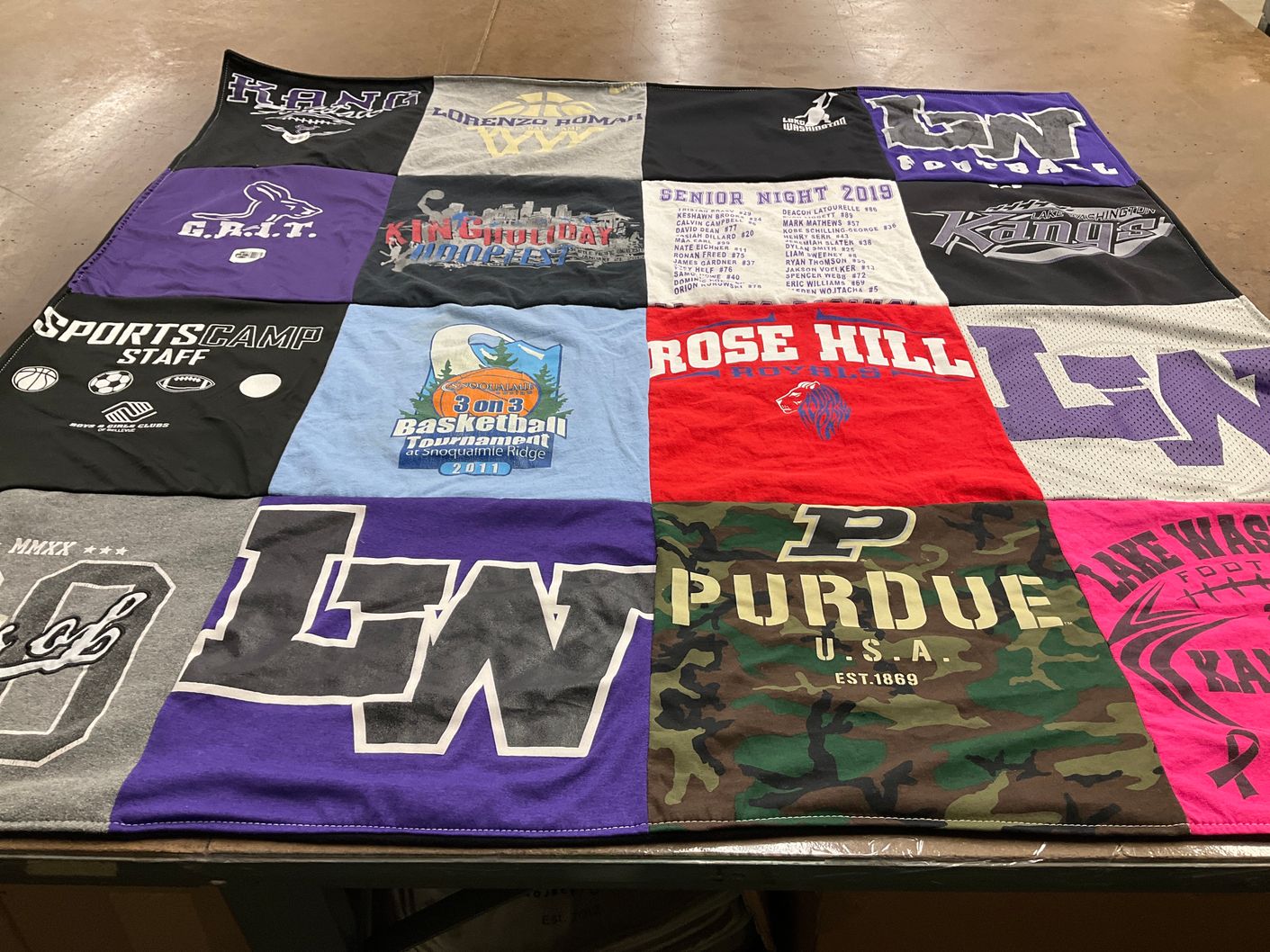 T-shirt quilt featuring lwhs softball by Angie from WA