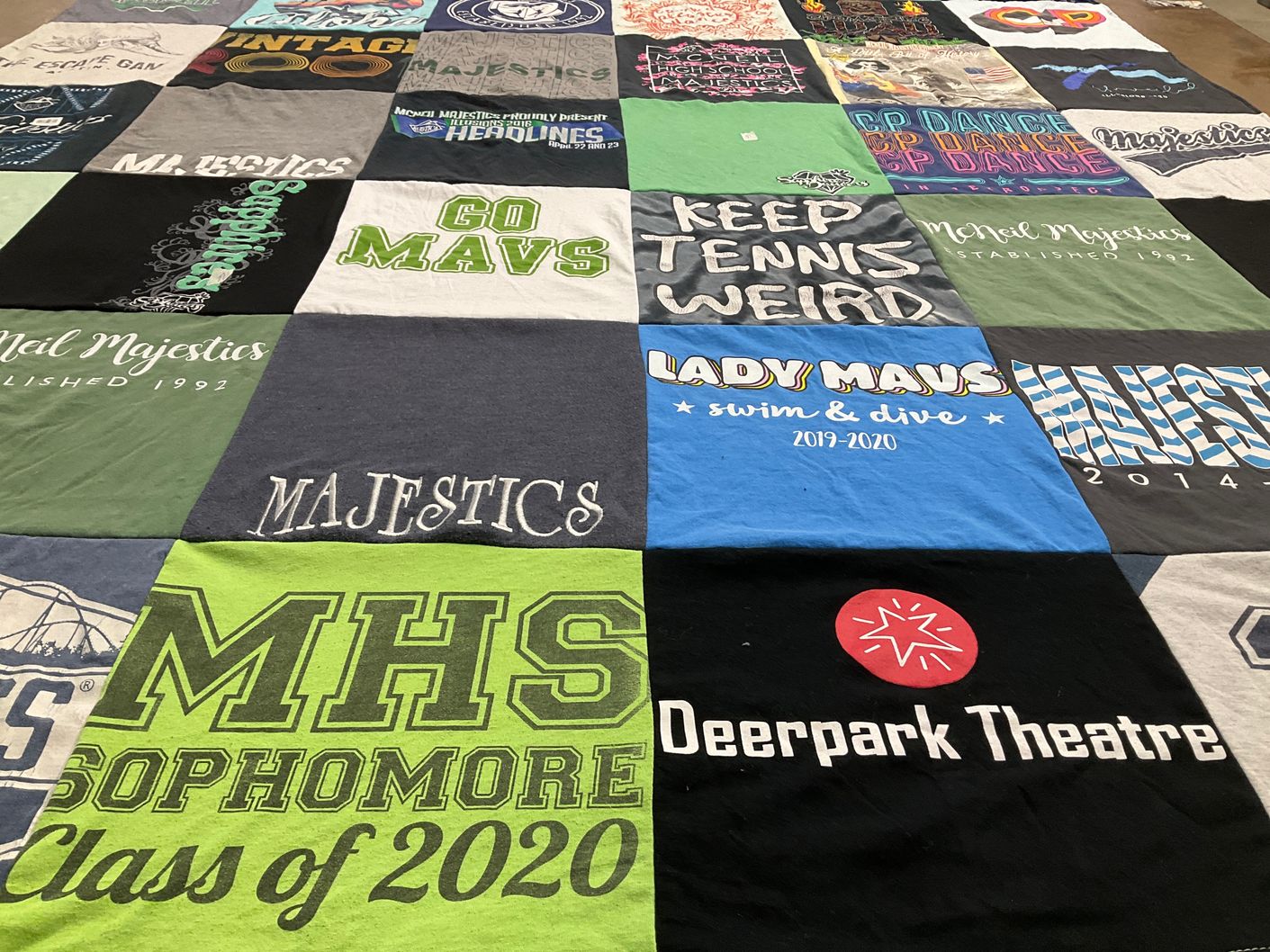 T-shirt quilt featuring lady maus swim and dive team, mavs team by Karen from TX