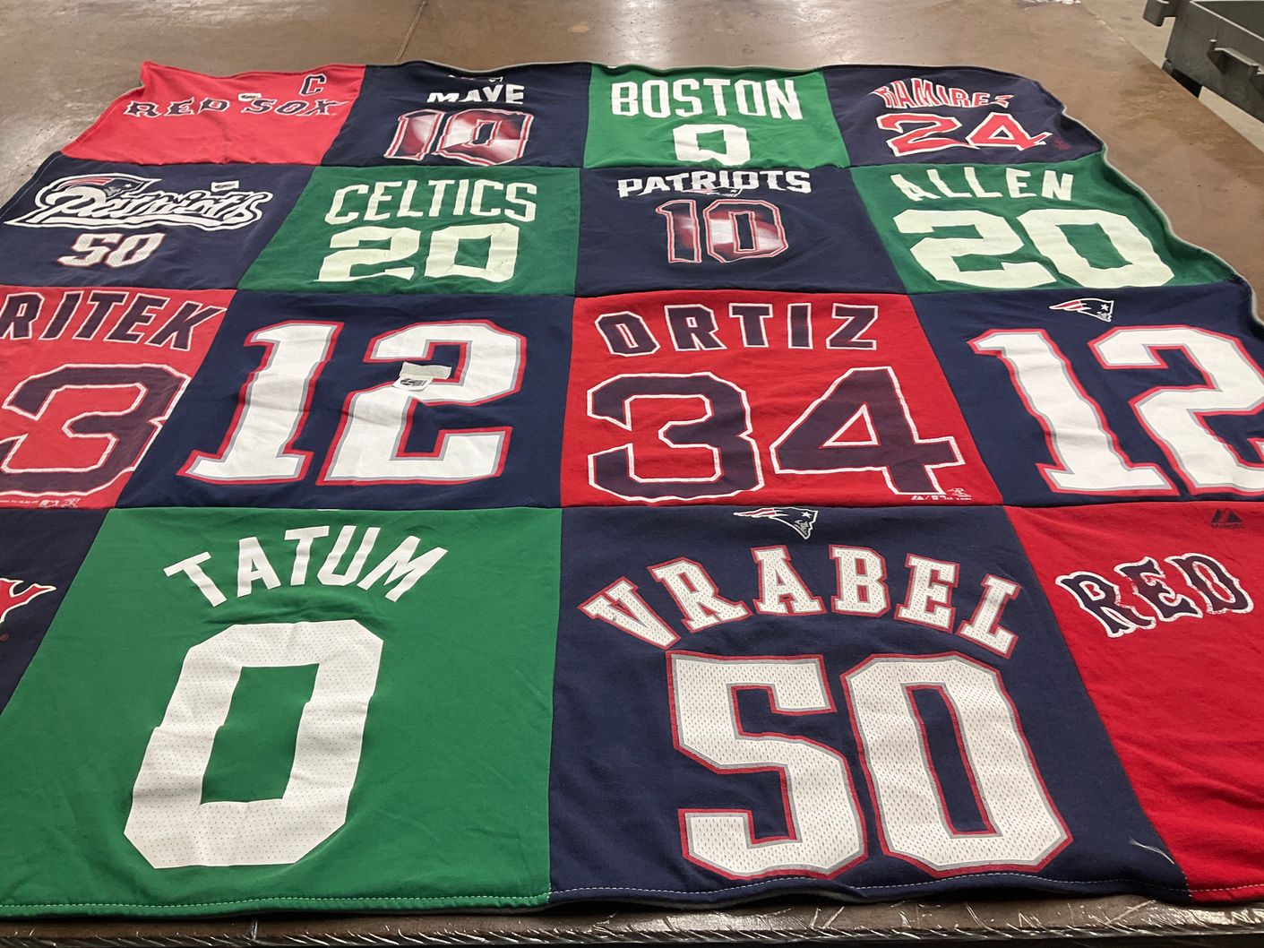 T-shirt quilt featuring boston celtics, new england patriots by Jeff from RI