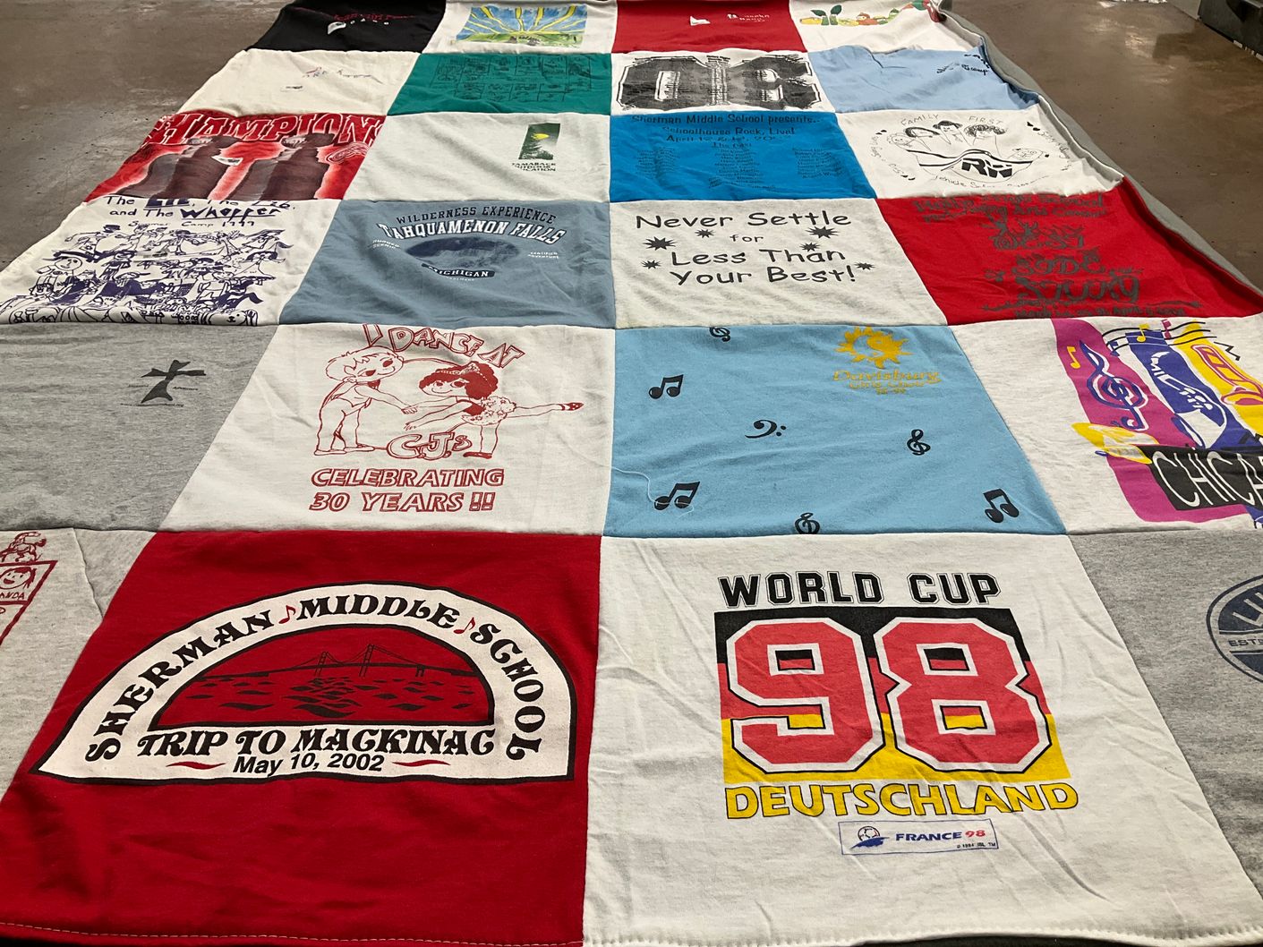 T-shirt quilt from sherman middle school by Pat from MI
