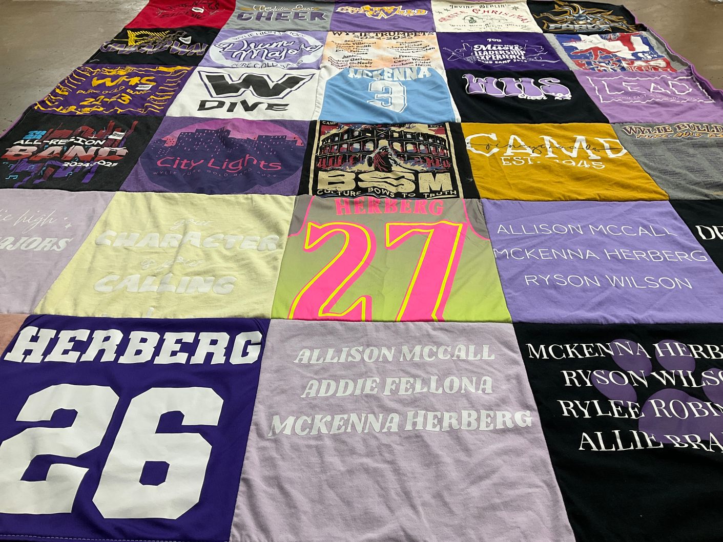 T-shirt quilt from herberg college by Jaymie from TX