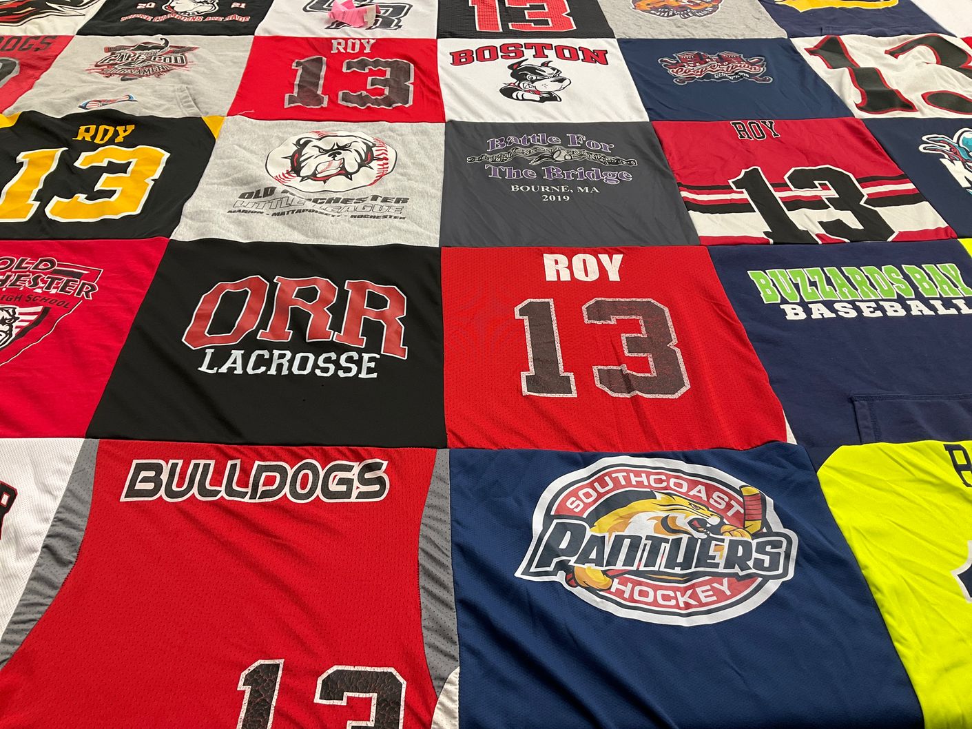 T-shirt quilt featuring southcoast panthers hockey, buzzards bay baseball by Kristen from MA