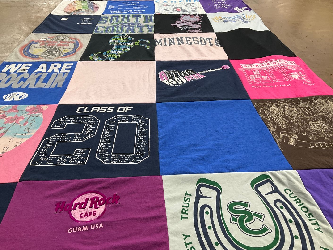 T-shirt quilt from rocklin high school by Heather from CA