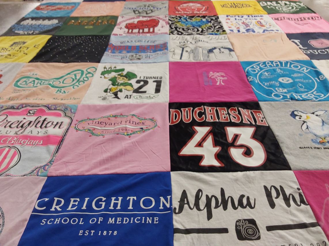 T-shirt quilt from creighton university by Mary Jo from NE