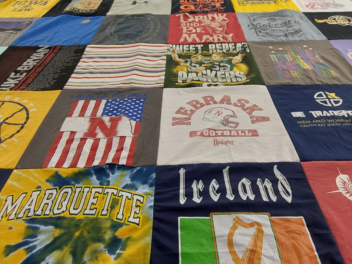 T-shirt quilt from nebraska university, marquette university by Mary Jo from NE